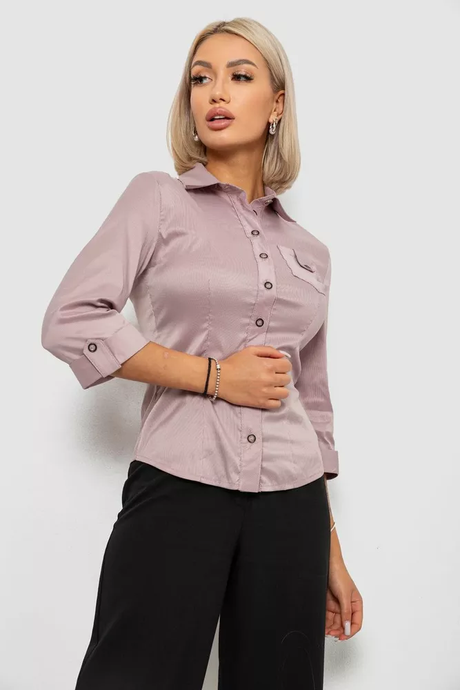 Купить Рубашка классическая в полоску, цвет пудровый, 230R645 - Фото №3