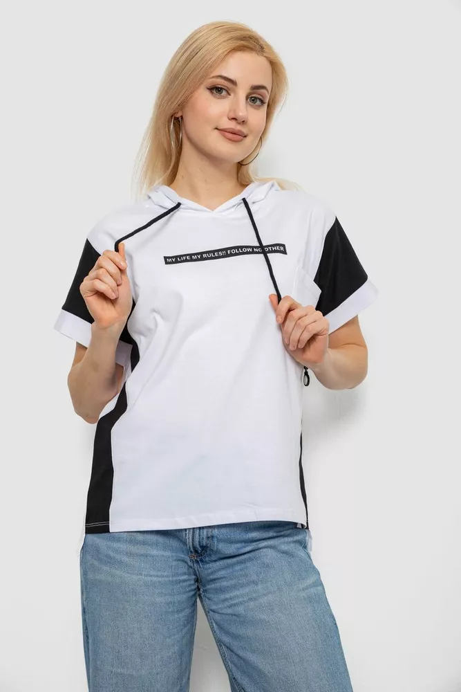 Купить Футболка женская с принтом, цвет белый, 244R2311-5 - Фото №1