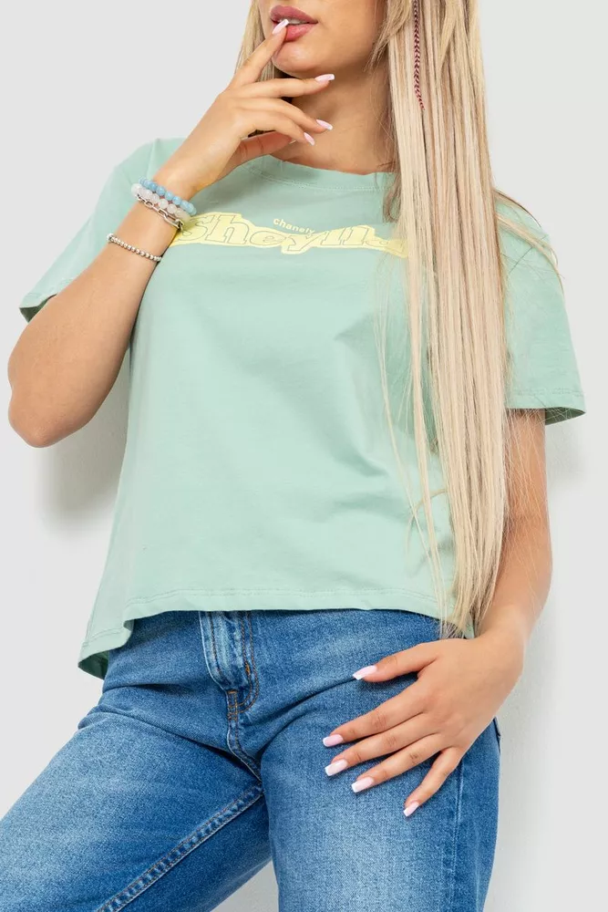 Купити Футболка жіноча з принтом 221R3004-U-уцінка, колір оливковий, 221R3004-U-1 - Фото №4
