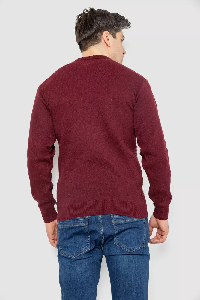Купити Светр чоловічий в смужку, колір бордовий, 161R1029 - Фото №4