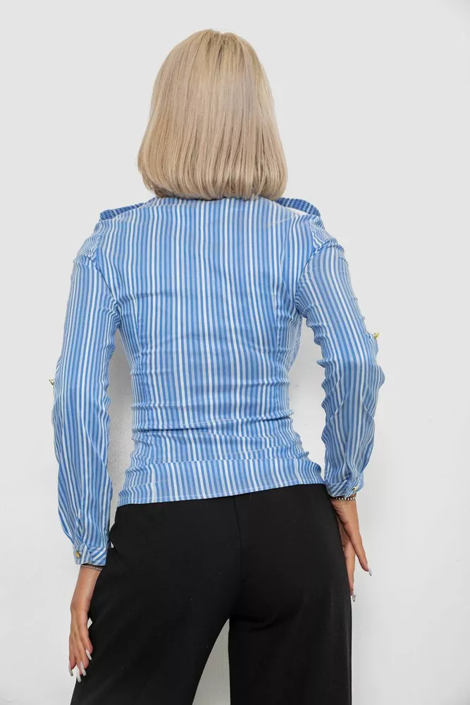 Купить Рубашка классическая в полоску, цвет голубой, 230R646-1 оптом - Фото №4