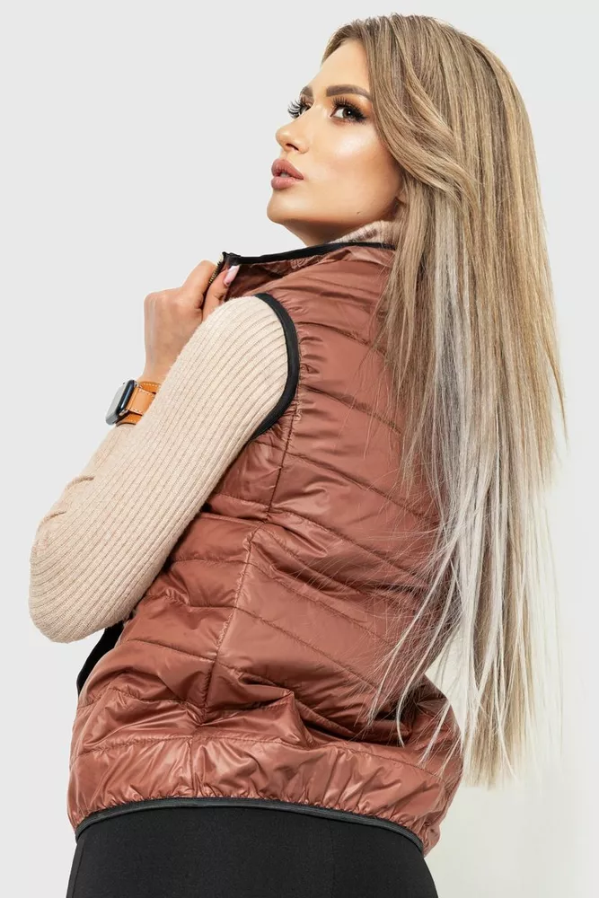 Купити Жилетка жіноча, колір коричневий, 182R31398 оптом - Фото №4