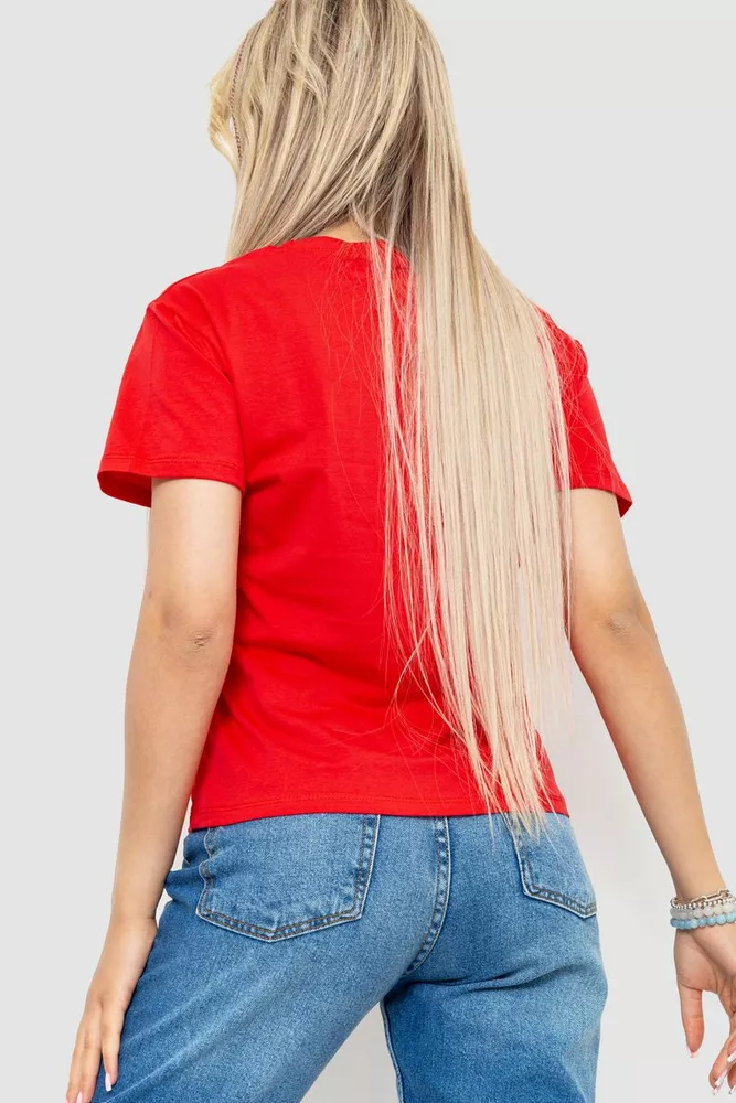Купити Футболка жіноча з принтом, колір червоний, 221R3005-1 оптом - Фото №4