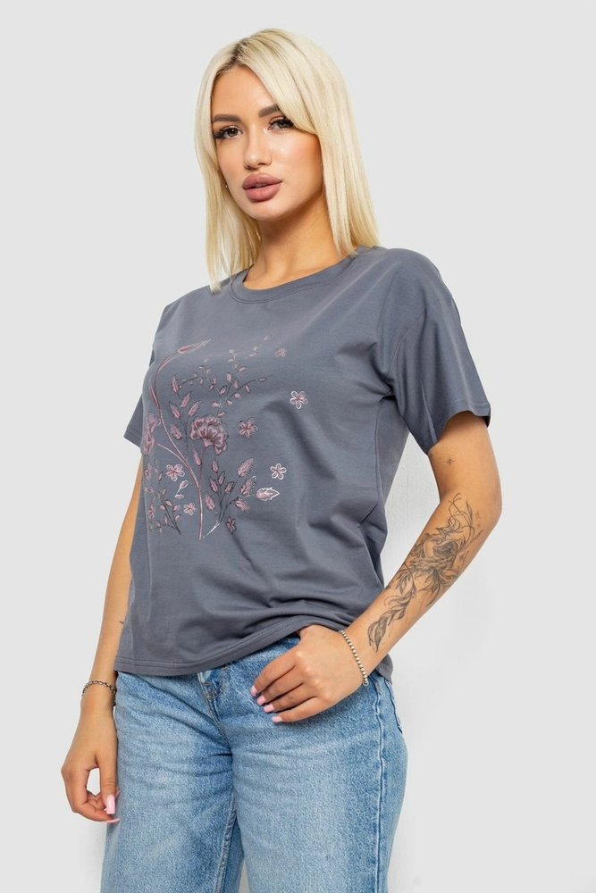 Купить Футболка женская с принтом, цвет серый, 221R2804 - Фото №3