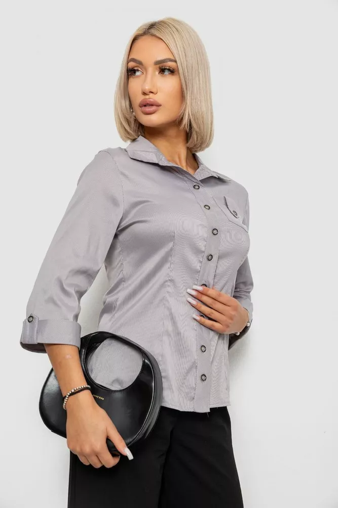 Купить Рубашка классическая в полоску, цвет серый, 230R645 оптом - Фото №3