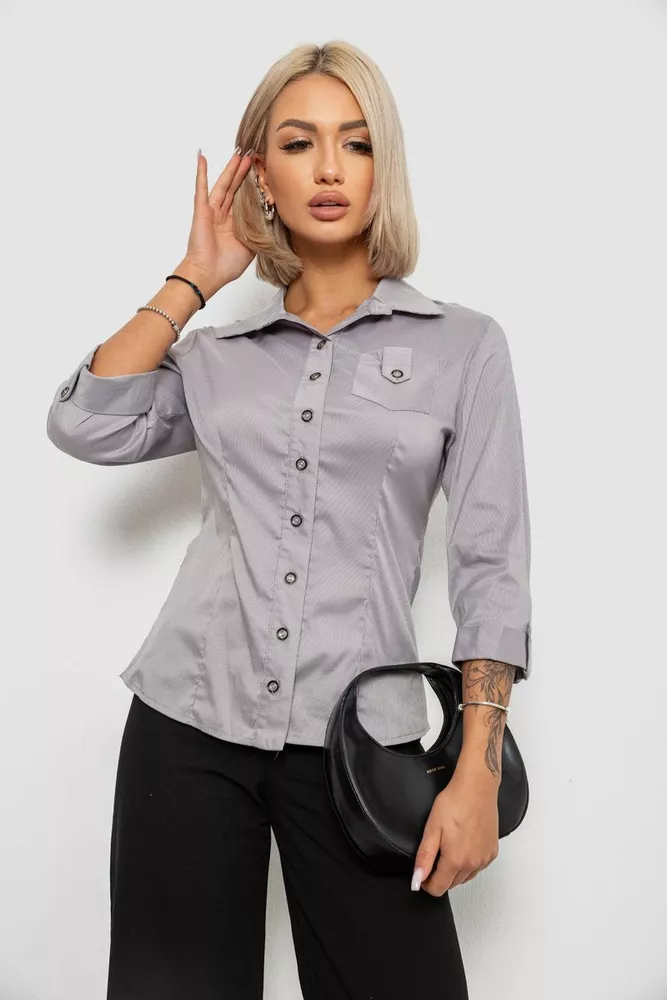 Купить Рубашка классическая в полоску, цвет серый, 230R645 оптом - Фото №1