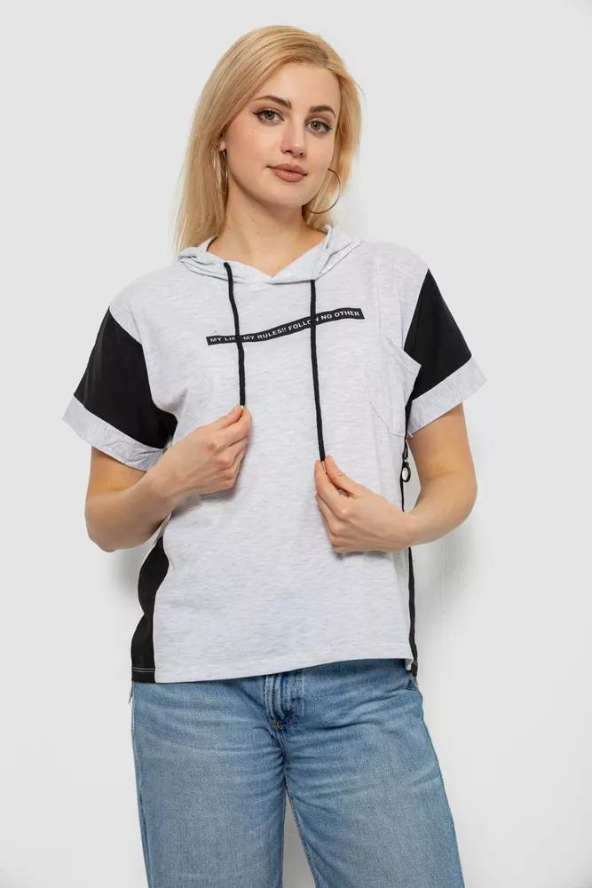 Купить Футболка женская с принтом, цвет серый, 244R2311-5 - Фото №1