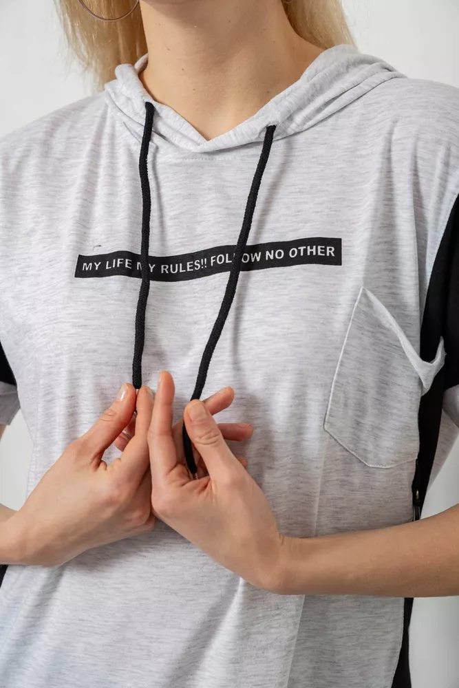 Купить Футболка женская с принтом, цвет серый, 244R2311-5 - Фото №5