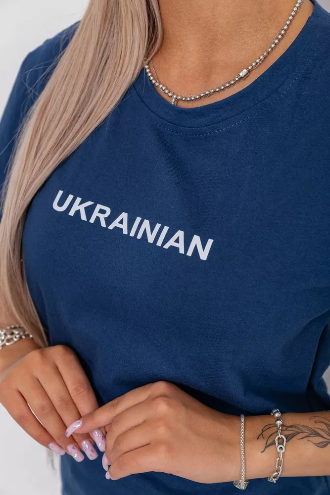 Купити Футболка жіноча з принтом 238R570801, колір синій, 238R57801 - Фото №5
