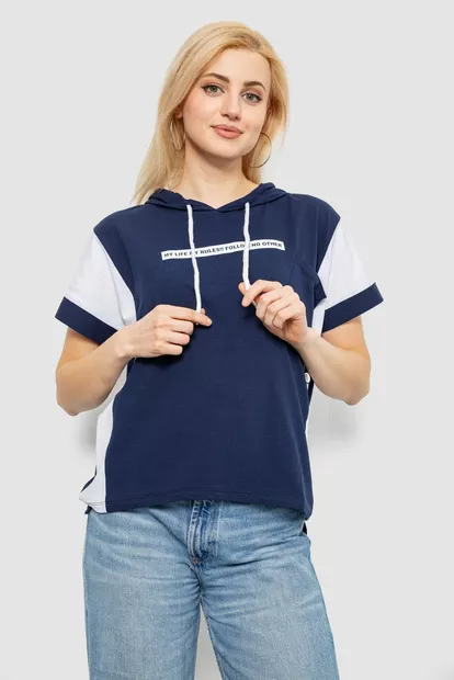 Футболка женская с принтом, цвет синий, 244R2311-5