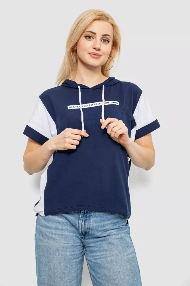 Купить Футболка женская с принтом, цвет синий, 244R2311-5 - Фото №1