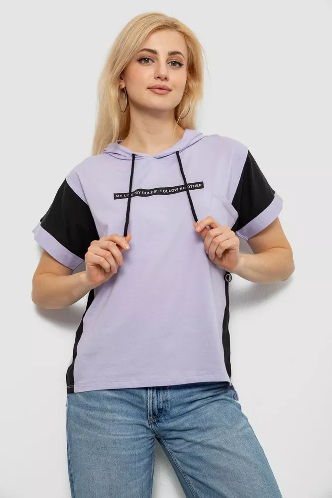 Купити Футболка жіноча з принтом, колір бузковий, 244R2311-5 - Фото №1