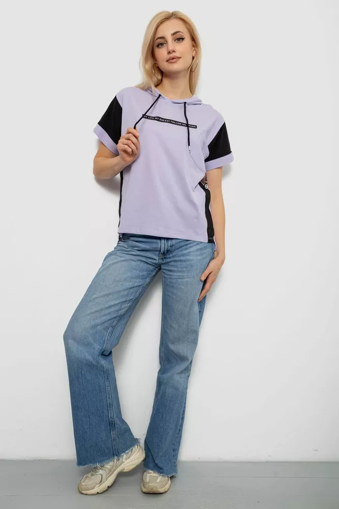 Купити Футболка жіноча з принтом, колір бузковий, 244R2311-5 - Фото №2