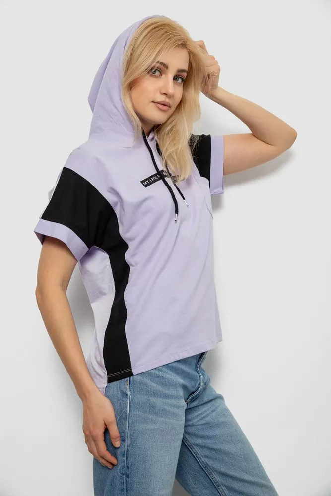 Купити Футболка жіноча з принтом, колір бузковий, 244R2311-5 - Фото №3