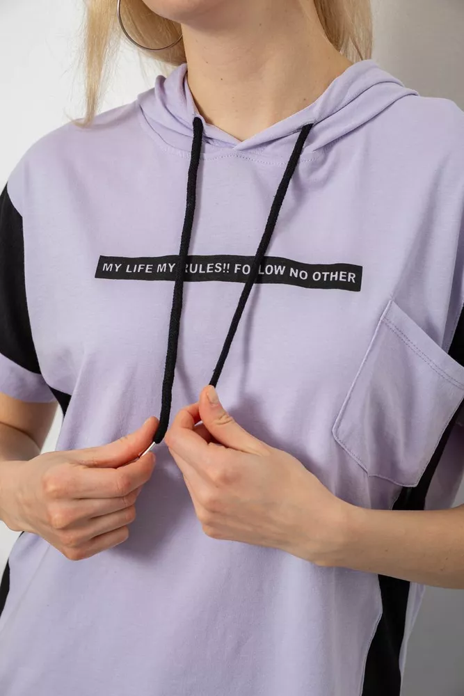 Купити Футболка жіноча з принтом, колір бузковий, 244R2311-5 - Фото №5