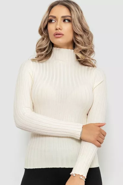 Гольф жіночий однотонний  -уцінка, колір кремовий, 204R040-U-1