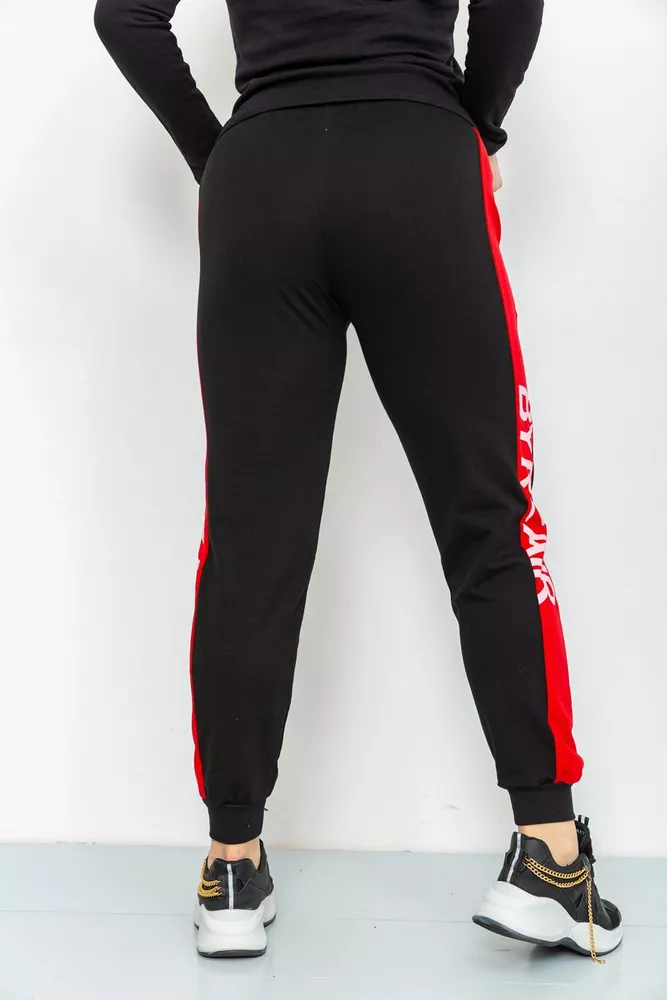 Купить Спорт штаны женские двухнитка, цвет черно-красный, 219RB-3002 - Фото №4