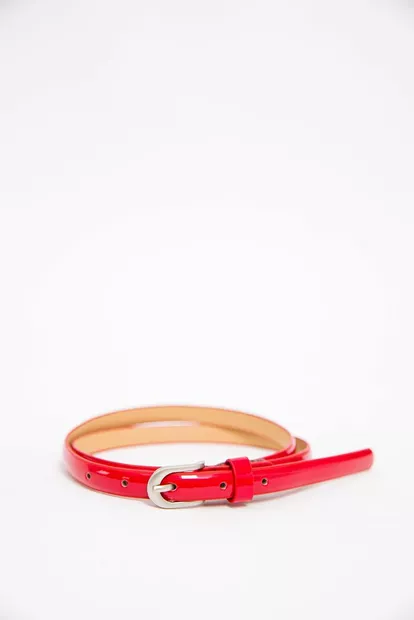 Женский лаковый ремешок красно-серебристого цвета 196R1010W31