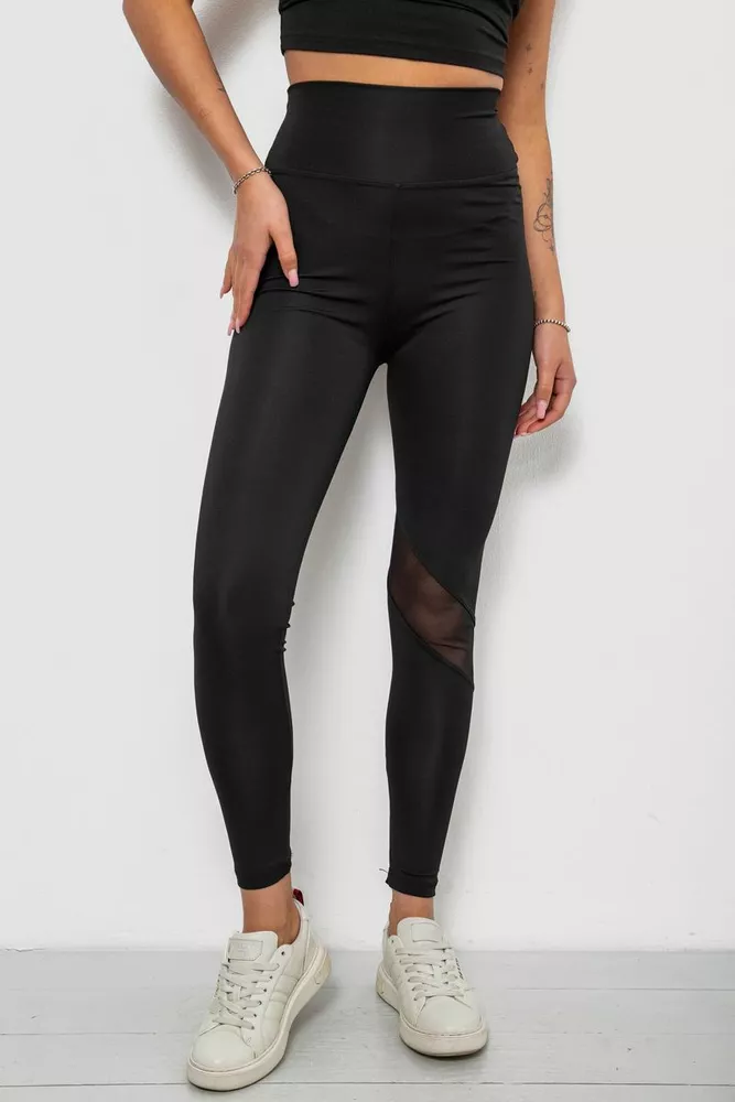 Купити Лосини жіночі однотонні, колір чорний, 214R001L оптом - Фото №1