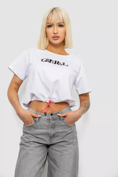 Футболка женская с принтом, цвет белый, 244R2306