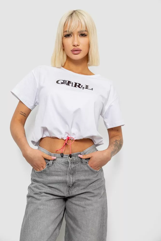 Купить Футболка женская с принтом, цвет белый, 244R2306 - Фото №1