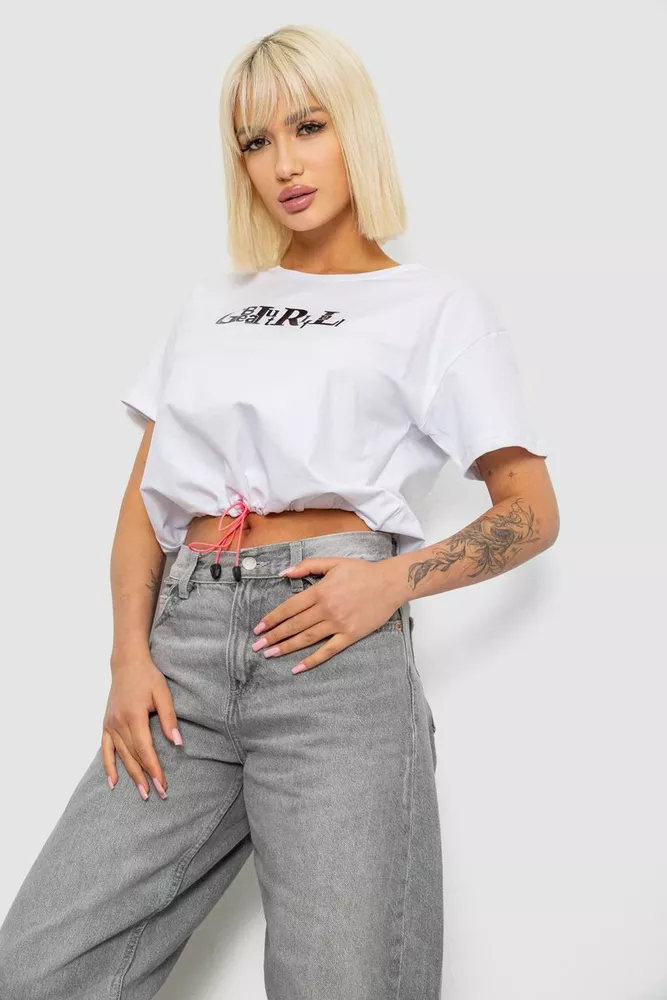 Купить Футболка женская с принтом, цвет белый, 244R2306 - Фото №3