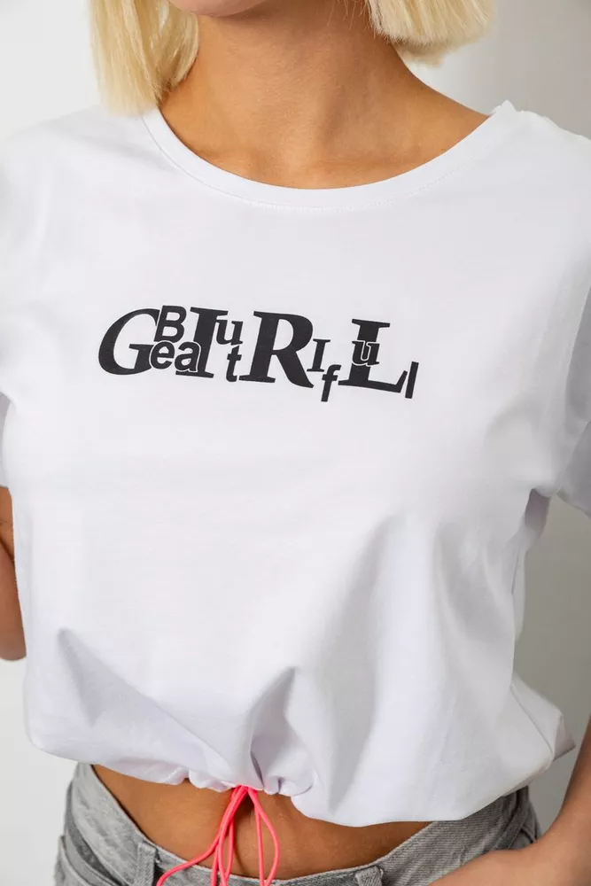 Купить Футболка женская с принтом, цвет белый, 244R2306 - Фото №5