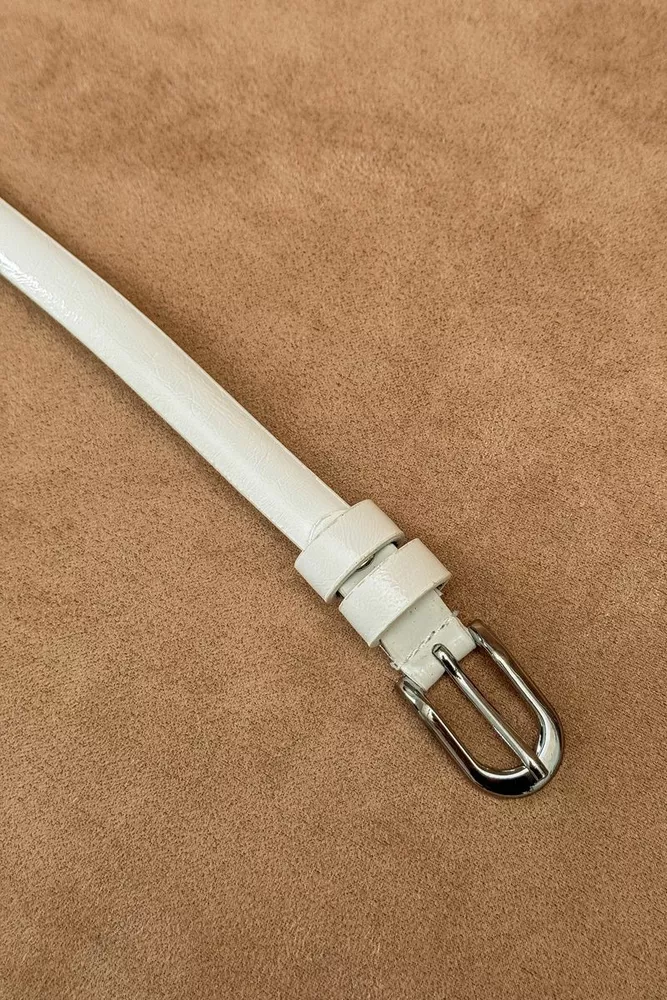 Купити Ремінь жіночий лаковий, колір білий, 196R1010W31 - Фото №3