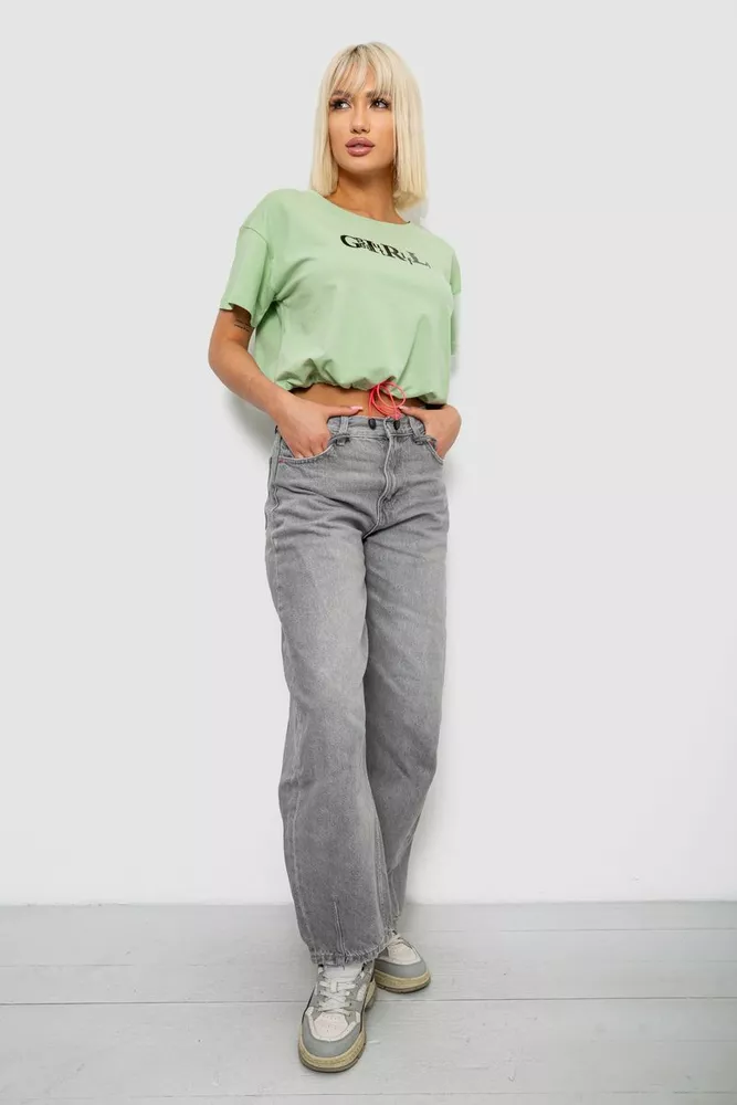 Купити Футболка жіноча з принтом, колір оливковий, 244R2306 оптом - Фото №2