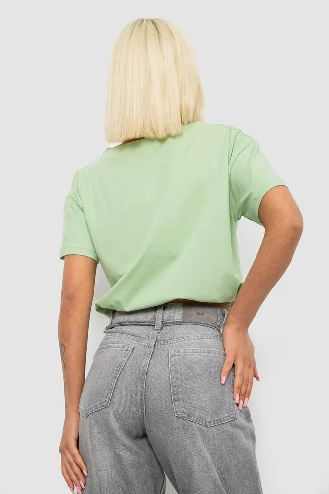 Купити Футболка жіноча з принтом, колір оливковий, 244R2306 оптом - Фото №4