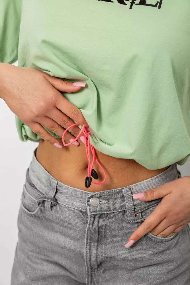 Купити Футболка жіноча з принтом, колір оливковий, 244R2306 оптом - Фото №5