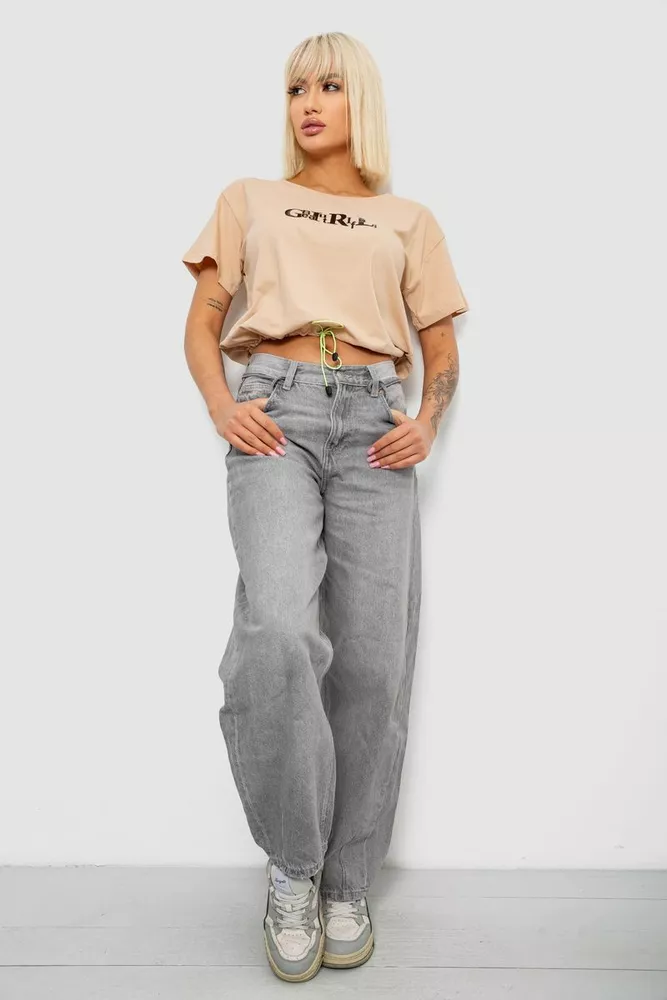 Купить Футболка женская с принтом, цвет бежевый, 244R2306 - Фото №2