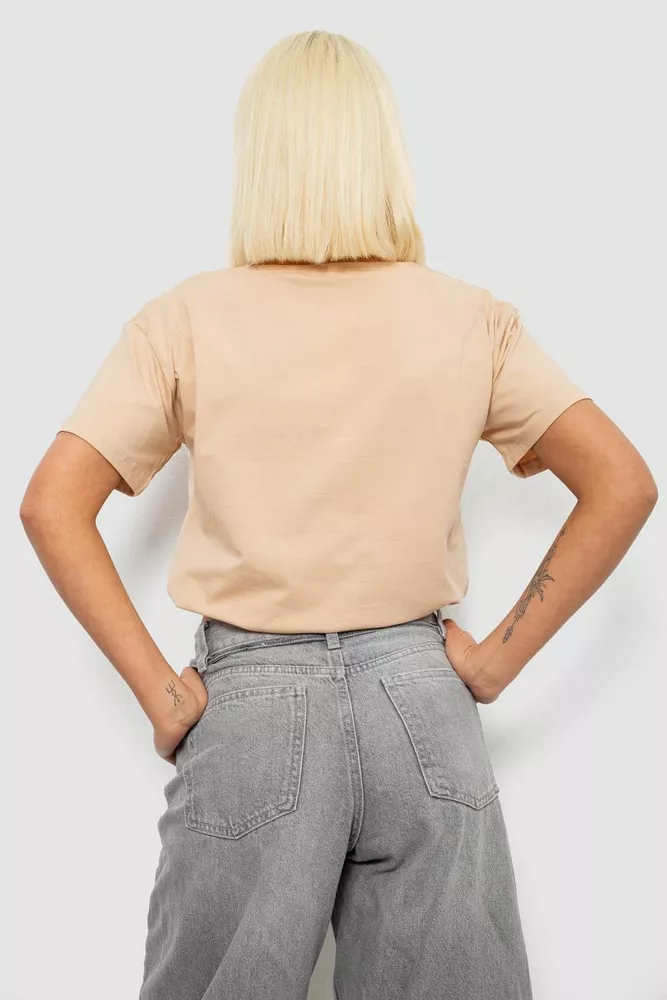 Купить Футболка женская с принтом, цвет бежевый, 244R2306 - Фото №4