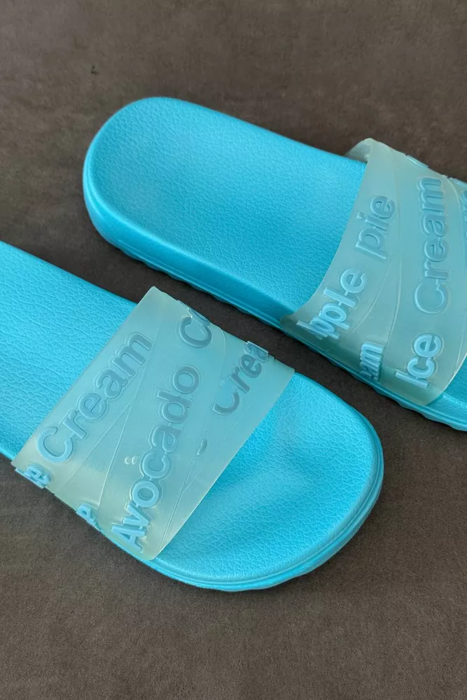 Купить Шлепанцы женские с аппликацией, цвет голубой, 243R5030-213A - Фото №2