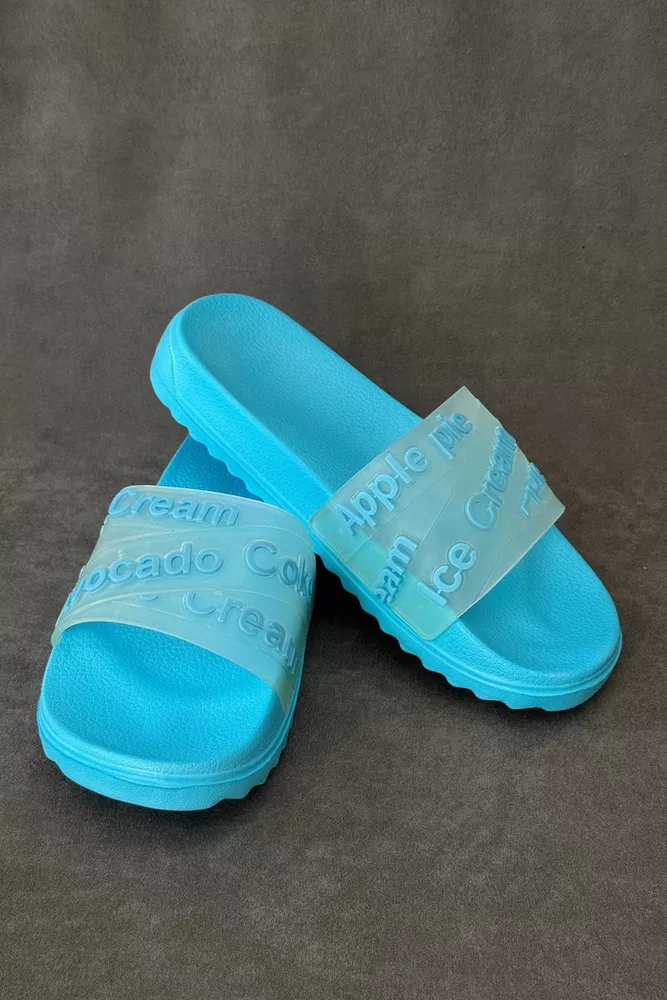 Купить Шлепанцы женские с аппликацией, цвет голубой, 243R5030-213A - Фото №3