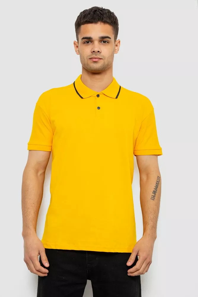 Купить Поло мужское однотонное, цвет желтый, 244R2120-5 - Фото №1
