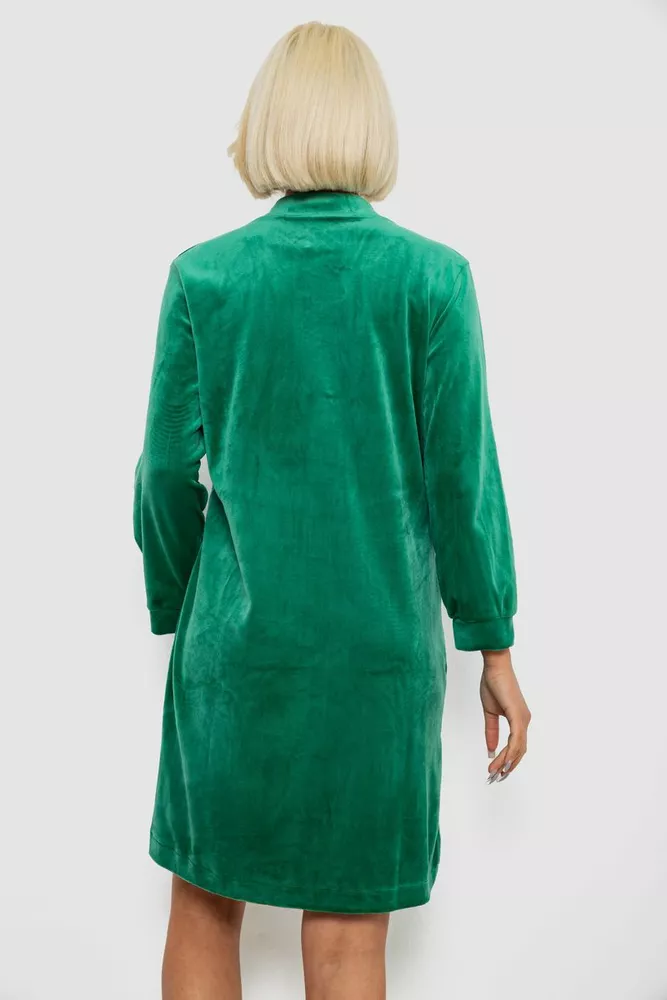 Купити Халат жіночий велюровий на блискавці, колір зелений, 257R1022 - Фото №4
