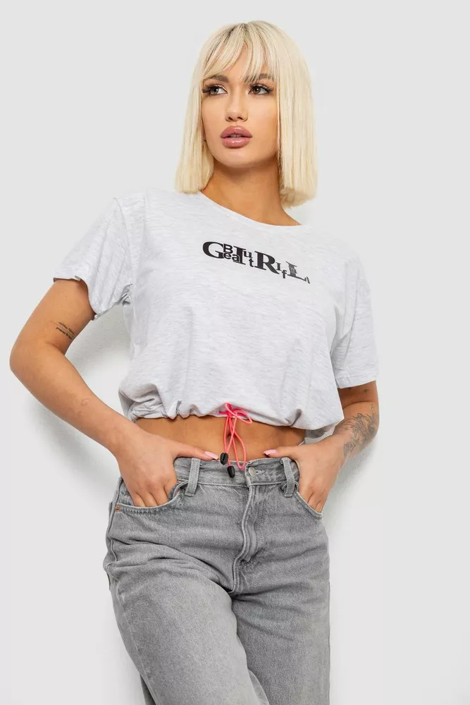 Купить Футболка женская с принтом, цвет серый, 244R2306 - Фото №1