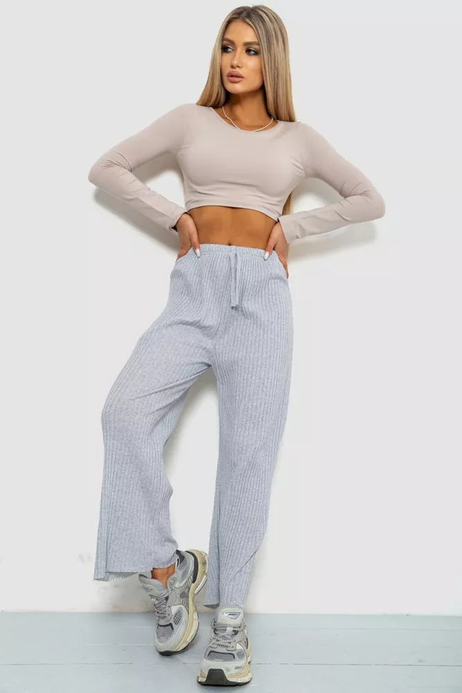 Купити Штани жіночі в рубчик  -уцінка, колір сірий, 238R57853-U - Фото №2
