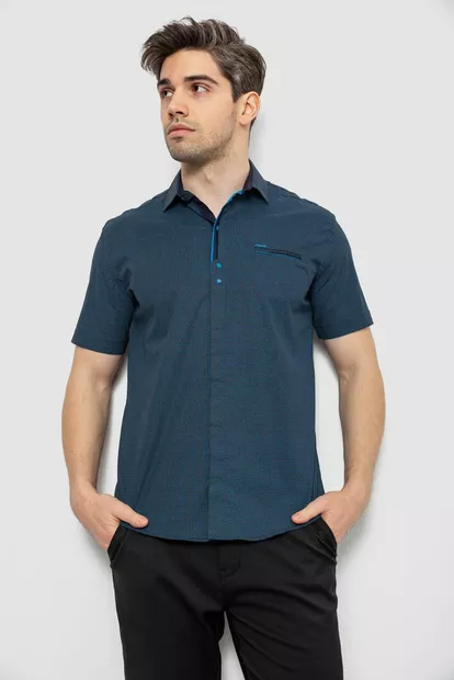 Мужская рубашка с принтом, цвет темно-синий, 186R7022