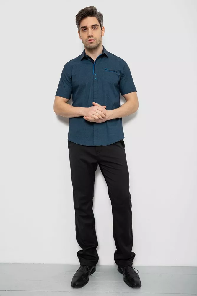 Купить Мужская рубашка с принтом, цвет темно-синий, 186R7022 - Фото №2