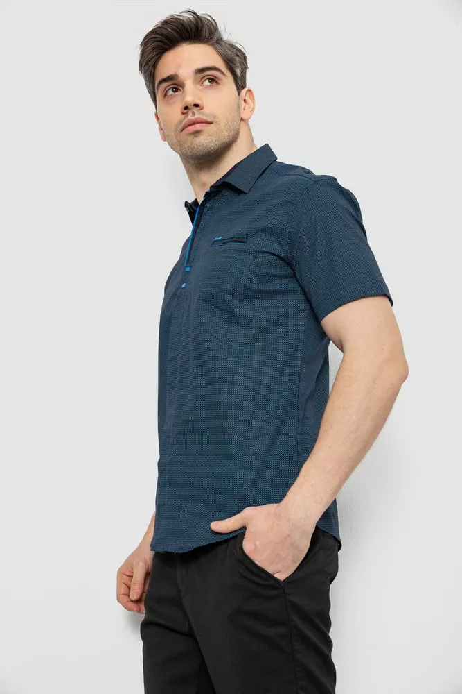 Купить Мужская рубашка с принтом, цвет темно-синий, 186R7022 - Фото №3