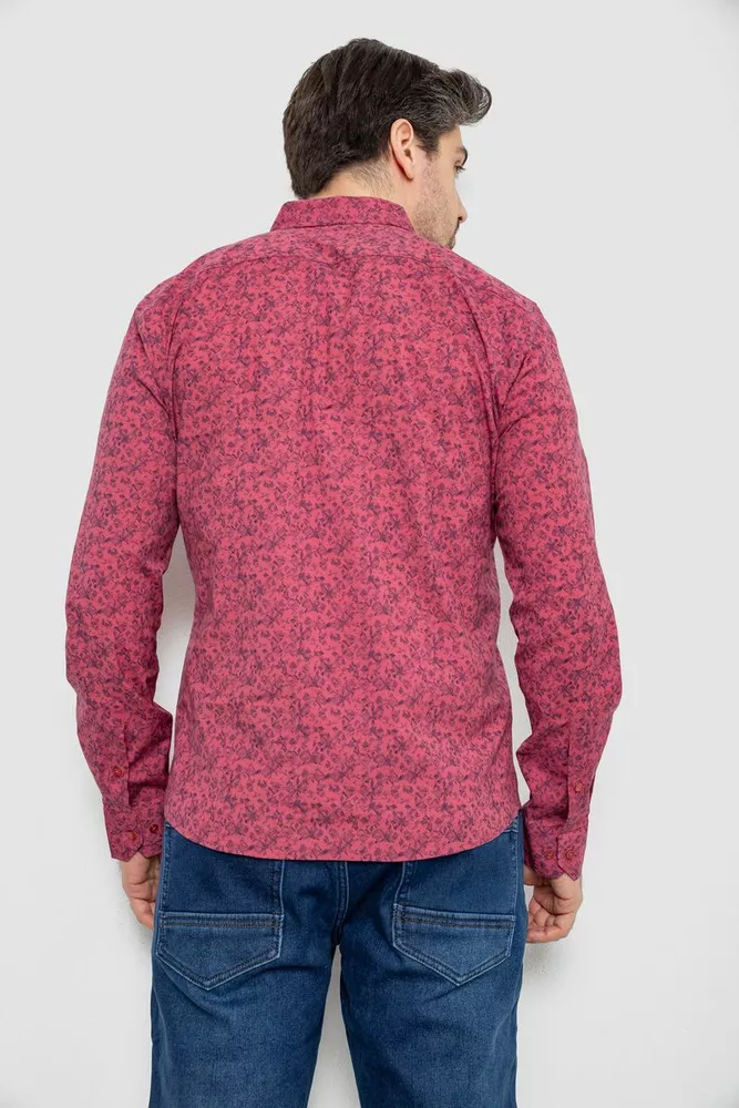Купить Рубашка мужская однотонная с принтом, цвет сливовый, 186R2115 - Фото №4