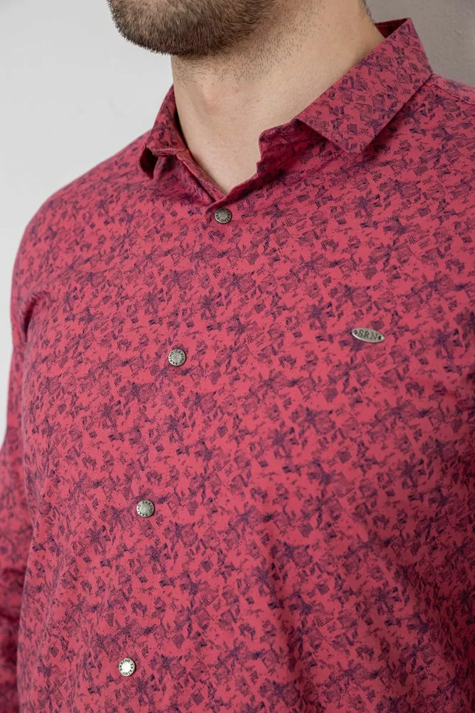 Купить Рубашка мужская однотонная с принтом, цвет сливовый, 186R2115 - Фото №5