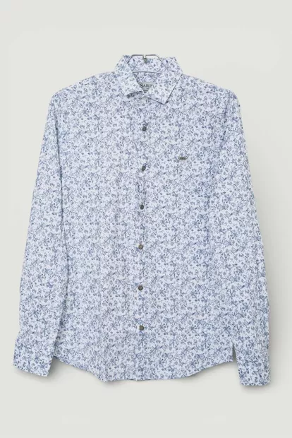 Сорочка чоловіча однотонна з принтом, колір білий, 186R2115