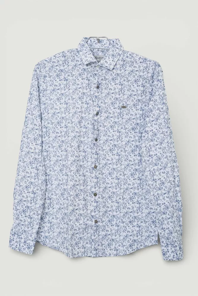 Купить Рубашка мужская однотонная с принтом, цвет белый, 186R2115 - Фото №1