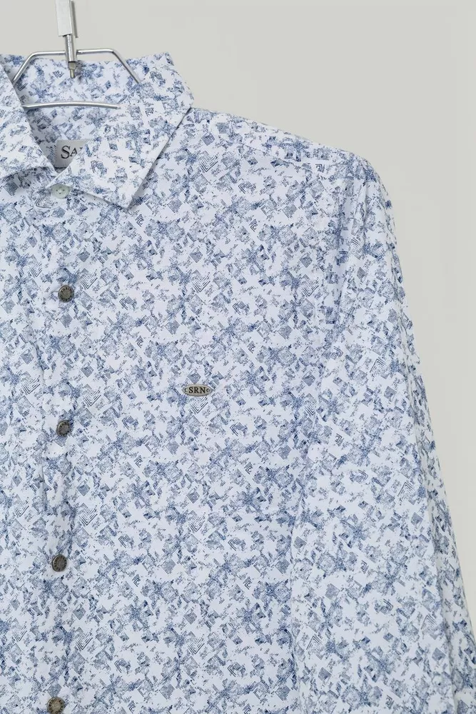 Купить Рубашка мужская однотонная с принтом, цвет белый, 186R2115 - Фото №2