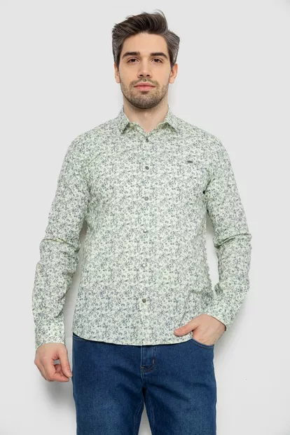 Рубашка мужская однотонная с принтом, цвет желтый, 186R2115