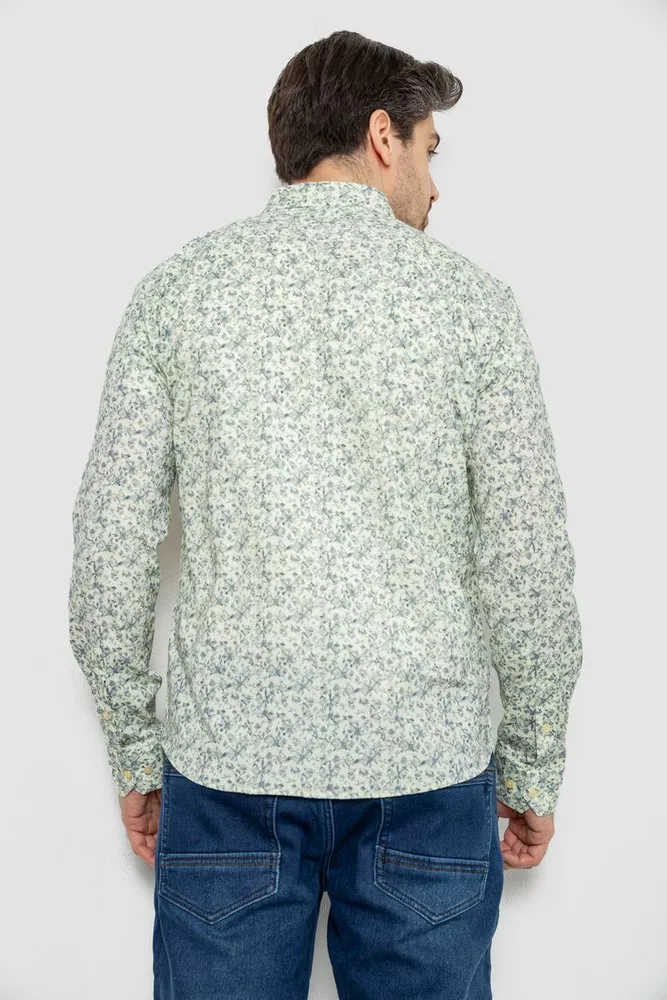 Купить Рубашка мужская однотонная с принтом, цвет желтый, 186R2115 - Фото №4