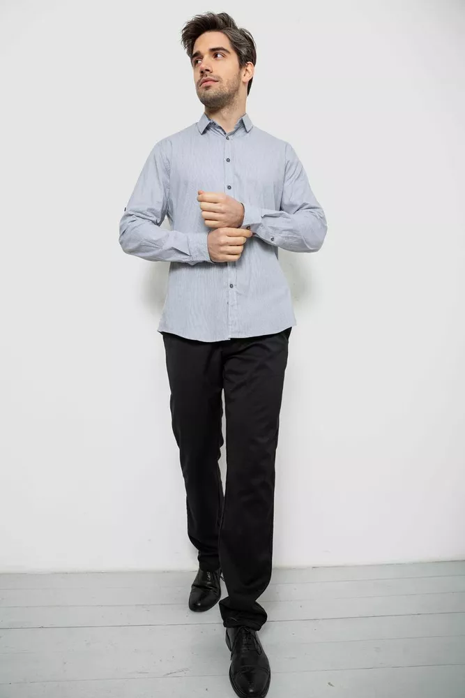 Купить Рубашка мужская в полоску, цвет серый, 186R6918-7 - Фото №2